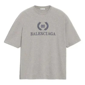 Tricou cu mânecă scurtă pentru bărbați Balenciaga cu imprimeu logo BB, gri 544271TCV251300 Tricou cu mânecă scurtă pentru bărbați Balenciaga cu imprimeu logo BB, gri 544271TCV251300