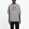 Tricou cu mânecă scurtă pentru bărbați Balenciaga cu imprimeu logo BB, gri 544271TCV251300