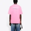 Tricou cu mânecă scurtă pentru bărbați Balenciaga cu imprimeu logo, roz 641675TJVF75713