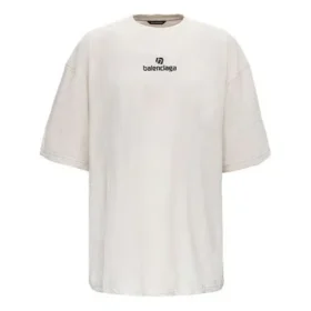 Tricou cu mânecă scurtă pentru bărbați Balenciaga cu logo „Alphabet”, gri-alb 641614TJVA99054 Tricou cu mânecă scurtă pentru bărbați Balenciaga cu logo „Alphabet”, gri-alb 641614TJVA99054