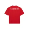 Tricou cu mânecă scurtă pentru bărbați Balenciaga cu logo mare, stil retro, roșu 612966TIVG56540