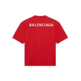 Tricou cu mânecă scurtă pentru bărbați Balenciaga cu logo mare, stil retro, roșu 612966TIVG56540 Tricou cu mânecă scurtă pentru bărbați Balenciaga cu logo mare, stil retro, roșu 612966TIVG56540