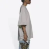 Tricou cu mânecă scurtă pentru bărbați Balenciaga cu logo Mosaic BB Alphabet, cu găuri și aspect uzat, gri 651795TKVF58174