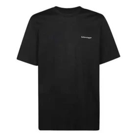 Tricou cu mânecă scurtă pentru bărbați Balenciaga cu logo, tricotat, negru 556150TYK281000