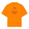 Tricou cu mânecă scurtă pentru bărbați Balenciaga FW21 HI MY NAME IS WIDE FIT cu imprimeu alfabetic retro, tricotat, portocaliu 661715TKVH57513