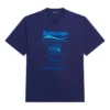 Tricou cu mânecă scurtă pentru bărbați Balenciaga FW21, spălare chimică, imprimeu cu litere, tricot retro, albastru marin 651795TKVF83866