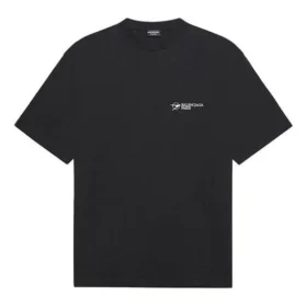 Tricou cu mânecă scurtă pentru bărbați Balenciaga SS21 cu logo brodat, negru, 641675TKV861070 Tricou cu mânecă scurtă pentru bărbați Balenciaga SS21 cu logo brodat, negru, 641675TKV861070