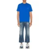 Tricou cu mânecă scurtă pentru bărbați Balenciaga SS21 cu logo mic „Alphabet”, albastru 556151TBV438077