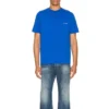 Tricou cu mânecă scurtă pentru bărbați Balenciaga SS21 cu logo mic „Alphabet”, albastru 556151TBV438077