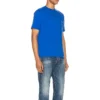 Tricou cu mânecă scurtă pentru bărbați Balenciaga SS21 cu logo mic „Alphabet”, albastru 556151TBV438077