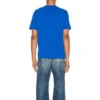 Tricou cu mânecă scurtă pentru bărbați Balenciaga SS21 cu logo mic „Alphabet”, albastru 556151TBV438077