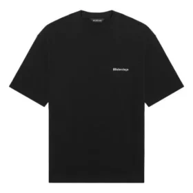 Tricou cu mânecă scurtă pentru bărbați Balenciaga SS21, culoare solidă, cu imprimeu logo, negru 612966TJV871070 Tricou cu mânecă scurtă pentru bărbați Balenciaga SS21, culoare solidă, cu imprimeu logo, negru 612966TJV871070