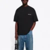 Tricou cu mânecă scurtă pentru bărbați Balenciaga SS21, culoare solidă, cu imprimeu logo, negru 612966TJV871070