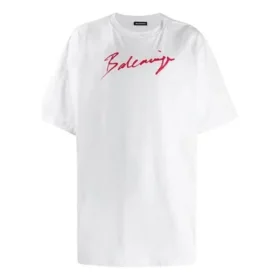 Tricou cu mânecă scurtă pentru bărbați, cu imprimeu cu logo Balenciaga, alb 583214TFV639783 Tricou cu mânecă scurtă pentru bărbați, cu imprimeu cu logo Balenciaga, alb 583214TFV639783