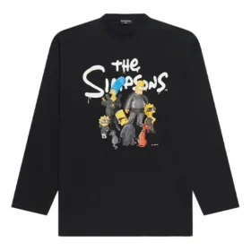 Tricou cu mâneci lungi Balenciaga x THE SIMPSONS, croială largă „Black” 681046TLVG70100 Tricou cu mâneci lungi Balenciaga x THE SIMPSONS, croială largă „Black” 681046TLVG70100