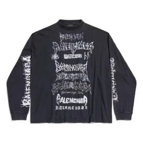Tricou cu mâneci lungi, croială medie, din metal, de tip DIY „Black White” 699191TPVO31569 Tricou cu mâneci lungi, croială medie, din metal, de tip DIY „Black White” 699191TPVO31569