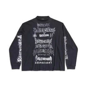 Tricou cu mâneci lungi, croială medie, din metal, de tip DIY „Black White” 699191TPVO31569 Tricou cu mâneci lungi, croială medie, din metal, de tip DIY „Black White” 699191TPVO31569