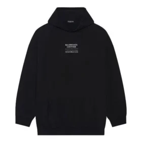 Tricou cu mâneci lungi, cu glugă, croi larg, Balenciaga FW21 pentru bărbați, negru 651799TJV910107