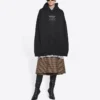 Tricou cu mâneci lungi, cu glugă, croi larg, Balenciaga FW21 pentru bărbați, negru 651799TJV910107