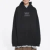 Tricou cu mâneci lungi, cu glugă, croi larg, Balenciaga FW21 pentru bărbați, negru 651799TJV910107