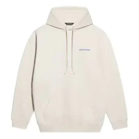 Tricou cu mâneci lungi din fleece Balenciaga pentru bărbați, alb cremos 600583TJVA89055