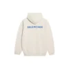 Tricou cu mâneci lungi din fleece Balenciaga pentru bărbați, alb cremos 600583TJVA89055