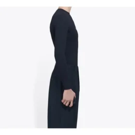 Tricou cu mâneci lungi elastic pentru bărbați Balenciaga, cu imprimeu simbolic creativ al logo-ului, negru 620966TIV491070