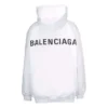 Tricou cu mâneci lungi și guler rotund pentru bărbați Balenciaga Back Alphabet cu glugă, alb, 556113TAV379000