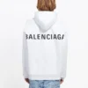 Tricou cu mâneci lungi și guler rotund pentru bărbați Balenciaga Back Alphabet cu glugă, alb, 556113TAV379000