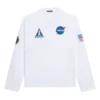 Tricou cu mâneci lungi și guler rotund pentru bărbați Balenciaga x NASA Crossover Space Printing, alb, 662496TKVD79040
