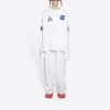 Tricou cu mâneci lungi și guler rotund pentru bărbați Balenciaga x NASA Crossover Space Printing, alb, 662496TKVD79040