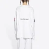 Tricou cu mâneci lungi și guler rotund pentru bărbați Balenciaga x NASA Crossover Space Printing, alb, 662496TKVD79040