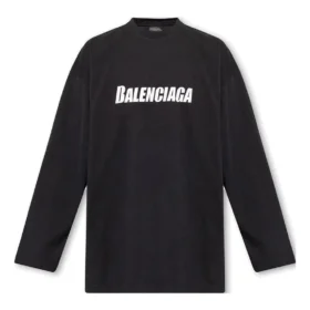 Tricou cu mâneci lungi și guler supradimensionat „Black” 681046TNVL11070 Tricou cu mâneci lungi și guler supradimensionat „Black” 681046TNVL11070