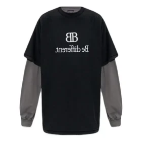 Tricou cu mâneci lungi și patch-uri BB Be Different „Black Grey” 720407TNVV31070