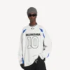 Tricou cu mâneci lungi oversized pentru bărbați, din colecția Balenciaga | NBA, în culorile alb/multicolor