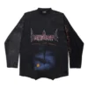 Tricou cu mâneci lungi Paris Moon Upside Down, oversized „Black Faded” 698155TOVT31055