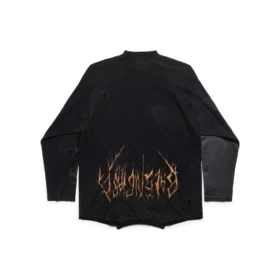 Tricou cu mâneci lungi Paris Moon Upside Down, oversized „Black Faded” 698155TOVT31055