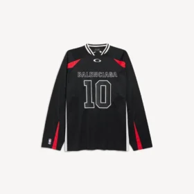 Tricou cu mâneci lungi pentru bărbați Balenciaga | colaborare NBA, croială oversized, în negru/multicolor Tricou cu mâneci lungi pentru bărbați Balenciaga | colaborare NBA, croială oversized, în negru/multicolor