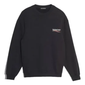 Tricou cu mâneci lungi pentru bărbați Balenciaga cu imprimeu logo, negru 556147TBV141000