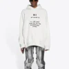 Tricou cu mâneci lungi pentru bărbați Balenciaga FW21 „Hi My Name Is” cu model alfabetic, alb, 651799TKVF29081