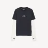 Tricou cu mâneci lungi pentru bărbați, stil techwear, în albastru închis/alb