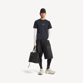 Tricou cu mâneci lungi pentru bărbați, stil techwear, în albastru închis/alb Tricou cu mâneci lungi pentru bărbați, stil techwear, în albastru închis/alb
