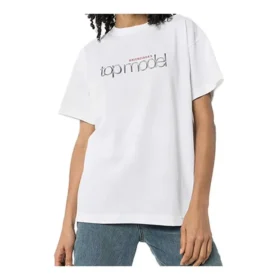 Tricou cu mâneci scurte, alb, cu imprimeu cu litere pe față 612965TIV829000