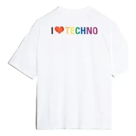 Tricou cu mâneci scurte Balenciaga Tech pentru bărbați, alb, 556133TDV209000