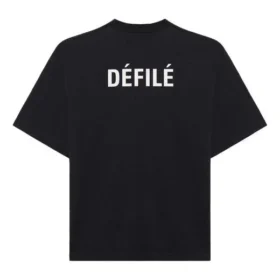 Tricou cu mâneci scurte, imprimeu cu litere, negru 641532TJVL41000