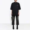 Tricou cu mâneci scurte, imprimeu cu litere, negru 641532TJVL41000