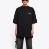 Tricou cu mâneci scurte, imprimeu cu litere, negru 641532TJVL41000