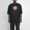 Tricou cu mâneci scurte pentru bărbați Balenciaga cu logo circular „BB Alphabet”, negru 641614TJV761000