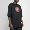 Tricou cu mâneci scurte pentru bărbați Balenciaga cu logo circular „BB Alphabet”, negru 641614TJV761000