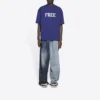 Tricou cu mâneci scurte retro Balenciaga FW21 pentru bărbați, albastru marin 612966TKVD33967
